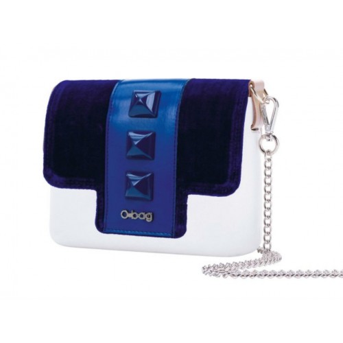 O pocket pattina velluto con borchie blu