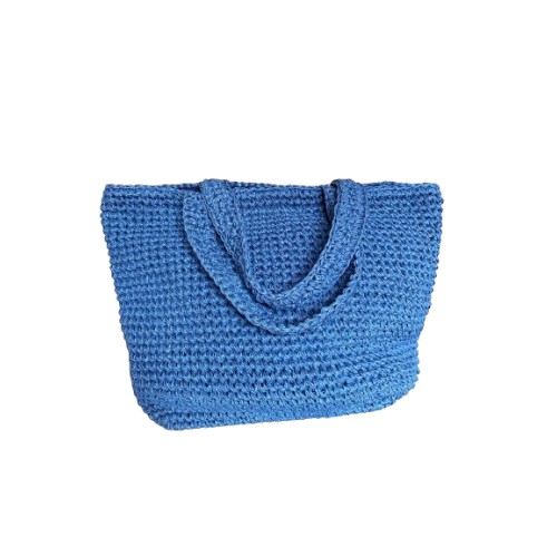 Borsa mare a spalla Le Pandorine Raffia blu